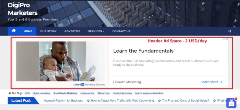 Header Ad Space at Digipro Marketers